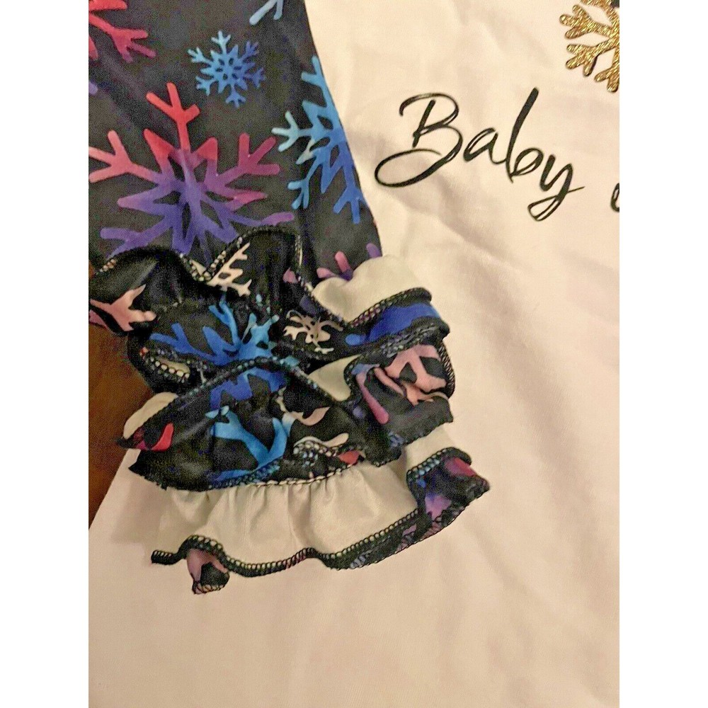 NEW Boutique Baby It's Cold Outside Snowflake Ruffle Sleeve Size XL (5-6) Shirt - Picture 2 of 3